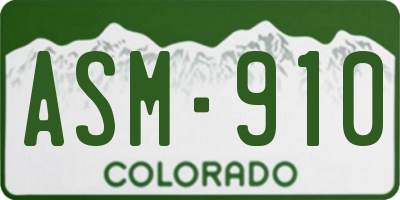 CO license plate ASM910