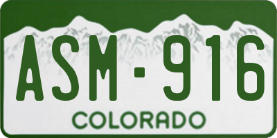 CO license plate ASM916