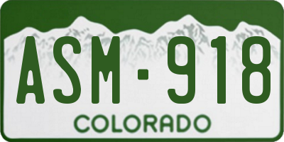 CO license plate ASM918