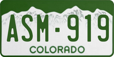 CO license plate ASM919