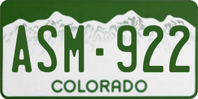CO license plate ASM922