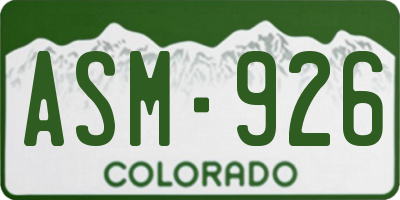 CO license plate ASM926