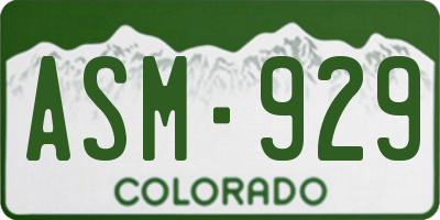 CO license plate ASM929