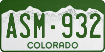 CO license plate ASM932