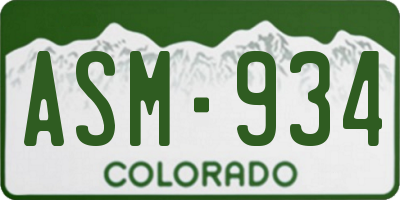 CO license plate ASM934