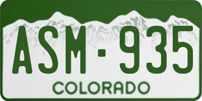 CO license plate ASM935