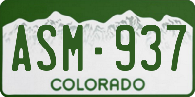 CO license plate ASM937