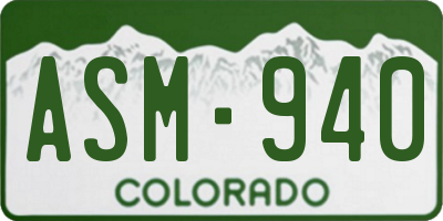 CO license plate ASM940
