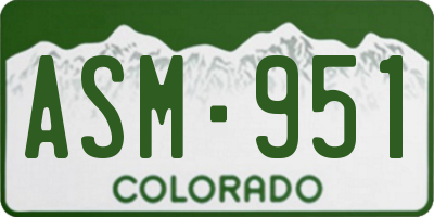 CO license plate ASM951