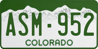 CO license plate ASM952