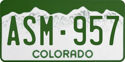 CO license plate ASM957
