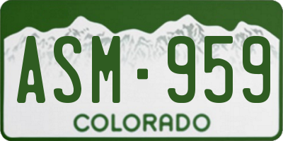 CO license plate ASM959