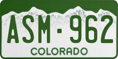 CO license plate ASM962