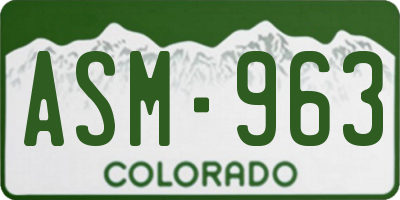 CO license plate ASM963