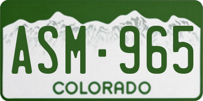 CO license plate ASM965