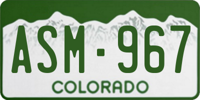 CO license plate ASM967
