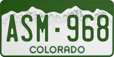 CO license plate ASM968