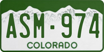 CO license plate ASM974