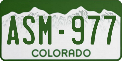 CO license plate ASM977