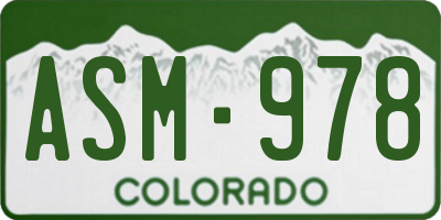 CO license plate ASM978