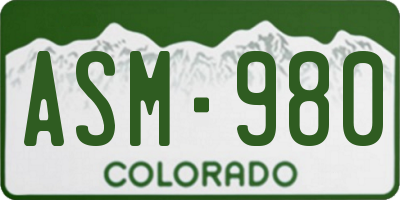 CO license plate ASM980