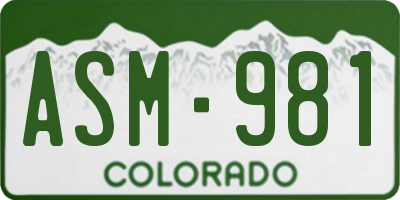 CO license plate ASM981