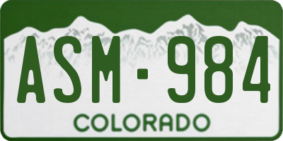 CO license plate ASM984