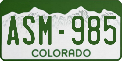 CO license plate ASM985