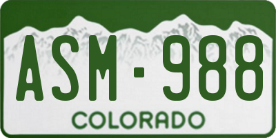 CO license plate ASM988