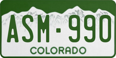 CO license plate ASM990