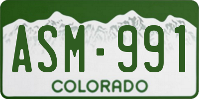 CO license plate ASM991
