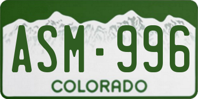 CO license plate ASM996