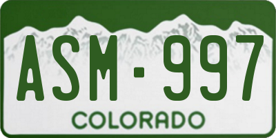 CO license plate ASM997