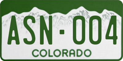 CO license plate ASN004