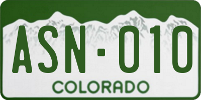 CO license plate ASN010