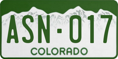 CO license plate ASN017