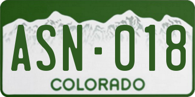 CO license plate ASN018
