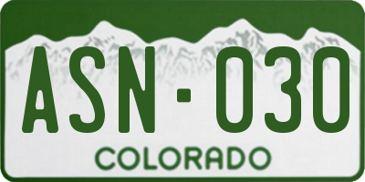 CO license plate ASN030
