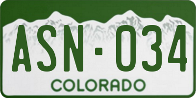CO license plate ASN034
