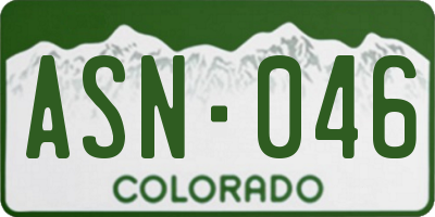 CO license plate ASN046