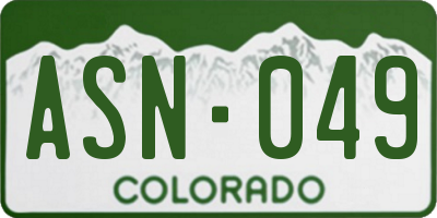 CO license plate ASN049