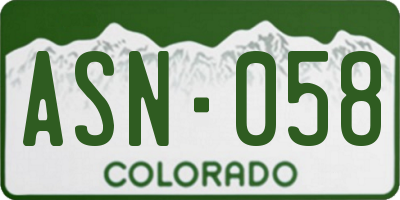 CO license plate ASN058