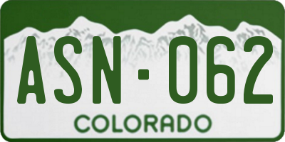 CO license plate ASN062
