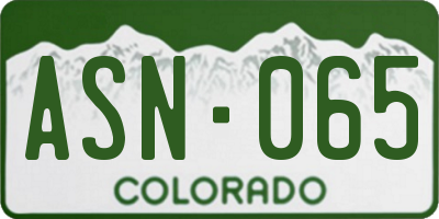 CO license plate ASN065