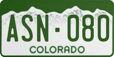 CO license plate ASN080