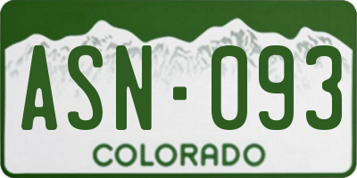 CO license plate ASN093