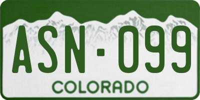 CO license plate ASN099