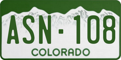 CO license plate ASN108