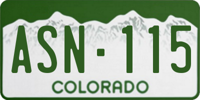 CO license plate ASN115