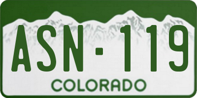 CO license plate ASN119